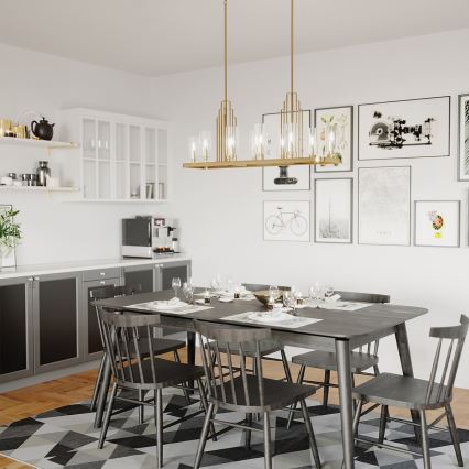 Quintiesse - Lámpara colgante con barra KIMROSE 10xE14/40W/230V dorada