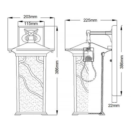 Quintiesse - Aplique de pared para exteriores MORRIS L 1xE27/60W/230V IP44 bronce