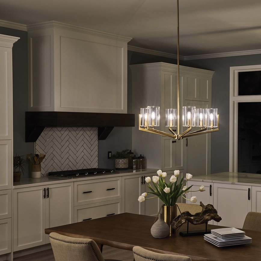 Quintiesse - Lámpara colgante con barra NYE 6xE14/40W/230V Ø 71,1 cm acabado en dorado