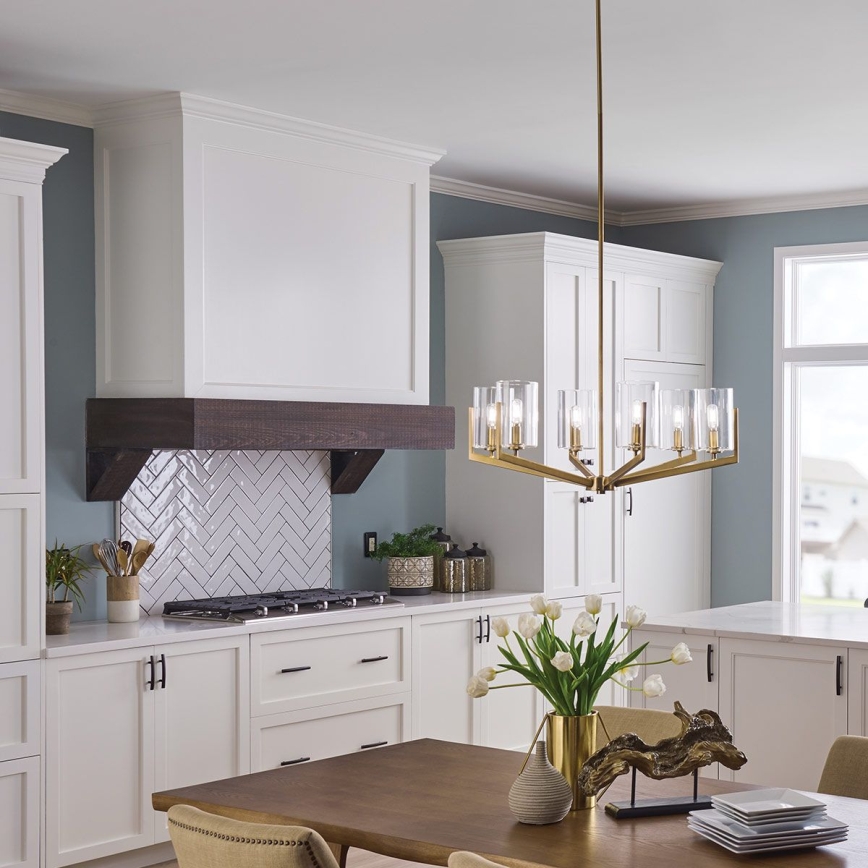 Quintiesse - Lámpara colgante con barra NYE 6xE14/40W/230V Ø 71,1 cm acabado en dorado