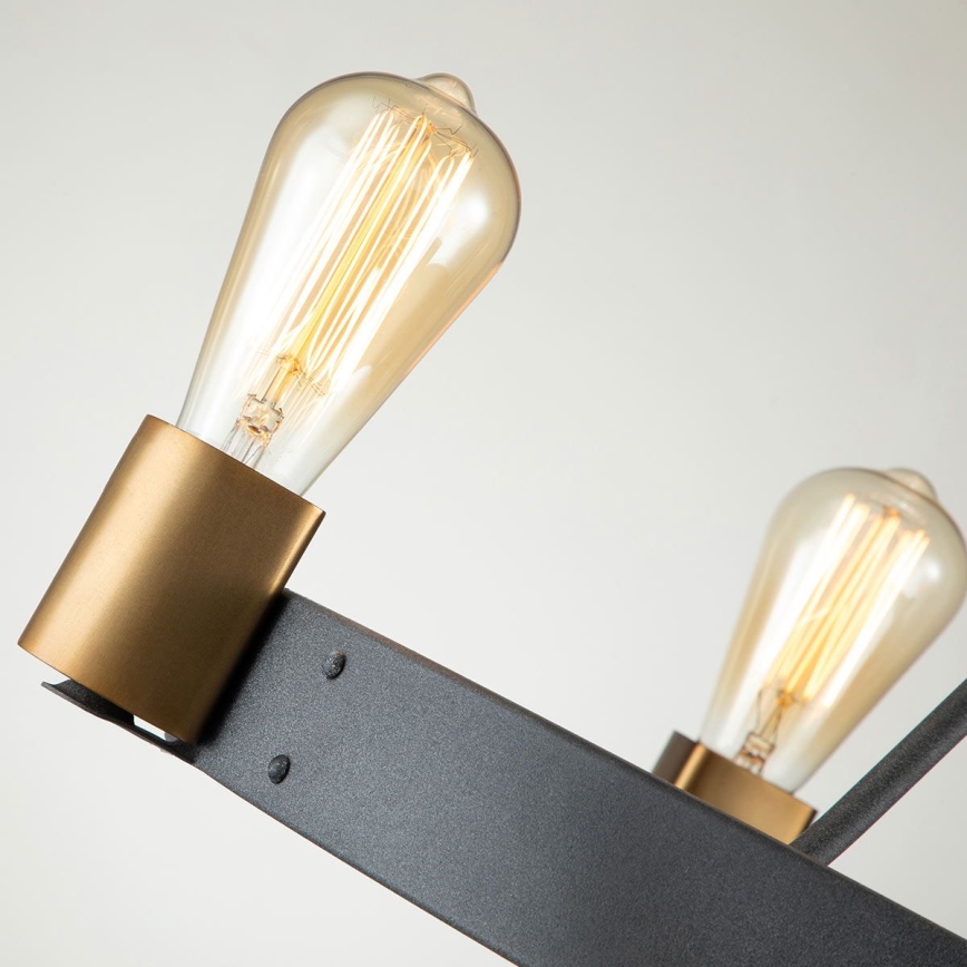 Quintiesse - Lámpara de techo con varilla SILAS 4xE27/60W/230V Ø 54,9 cm negro/dorado