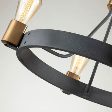 Quintiesse - Lámpara de techo con varilla SILAS 4xE27/60W/230V Ø 54,9 cm negro/dorado