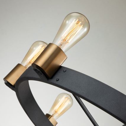 Quintiesse - Lámpara de suspensión con varilla SILAS 8xE27/60W/230V Ø 82,9 cm negro/dorado