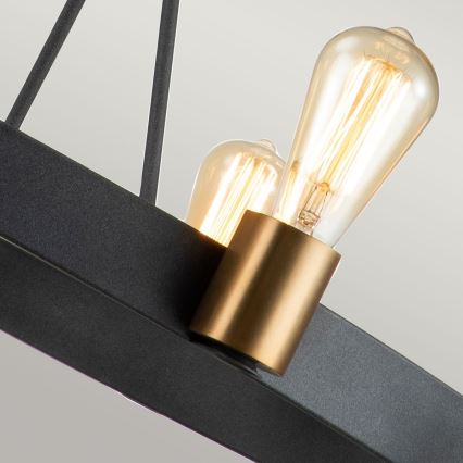 Quintiesse - Lámpara de suspensión con varilla SILAS 8xE27/60W/230V Ø 82,9 cm negro/dorado