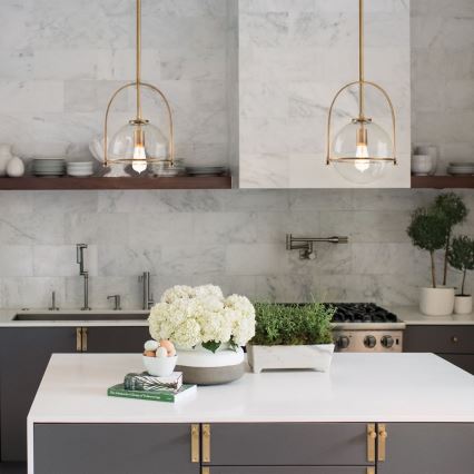 Quintiesse - Lámpara de suspensión con varilla SOMERSET 1xE27/60W/230V Ø 28,9 cm bronce