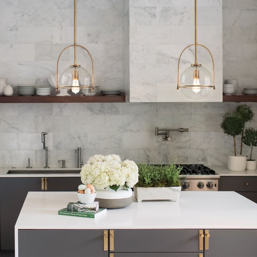 Quintiesse - Lámpara de suspensión con varilla SOMERSET 1xE27/60W/230V Ø 28,9 cm bronce