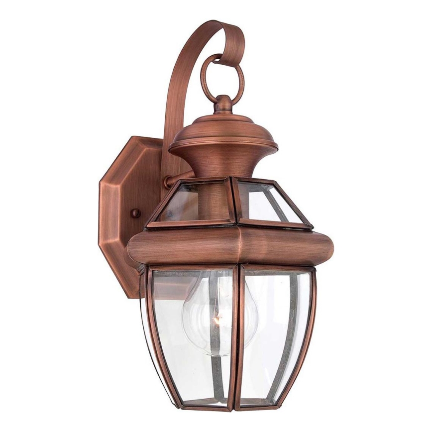 Quoizel - Aplique de pared exterior NEWBURY 1xE27/60W/230V IP44 acabado cobre