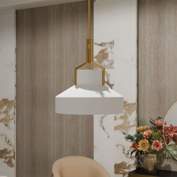Quoizel - Lámpara colgante con barra BRECKEN 2xE27/60W/230V oro/blanco