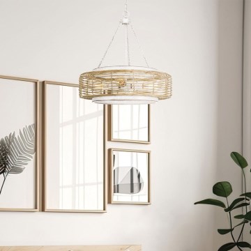 Quoizel - Lámpara colgante con cadena WAYLON 4xE27/60W/230V Ø 50,4 cm marrón/blanco