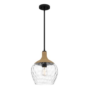Quoizel - Lámpara colgante ROYER 1xE27/60W/230V diá. 30,2 cm transparente/negro/beige