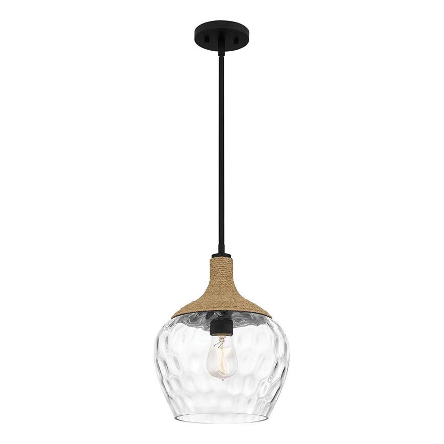 Quoizel - Lámpara colgante ROYER 1xE27/60W/230V diá. 30,2 cm transparente/negro/beige