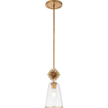 Quoizel - Lámpara colgante STARING 1xE27/40W/230V diá. 18,4 cm dorado/pátina/transparente