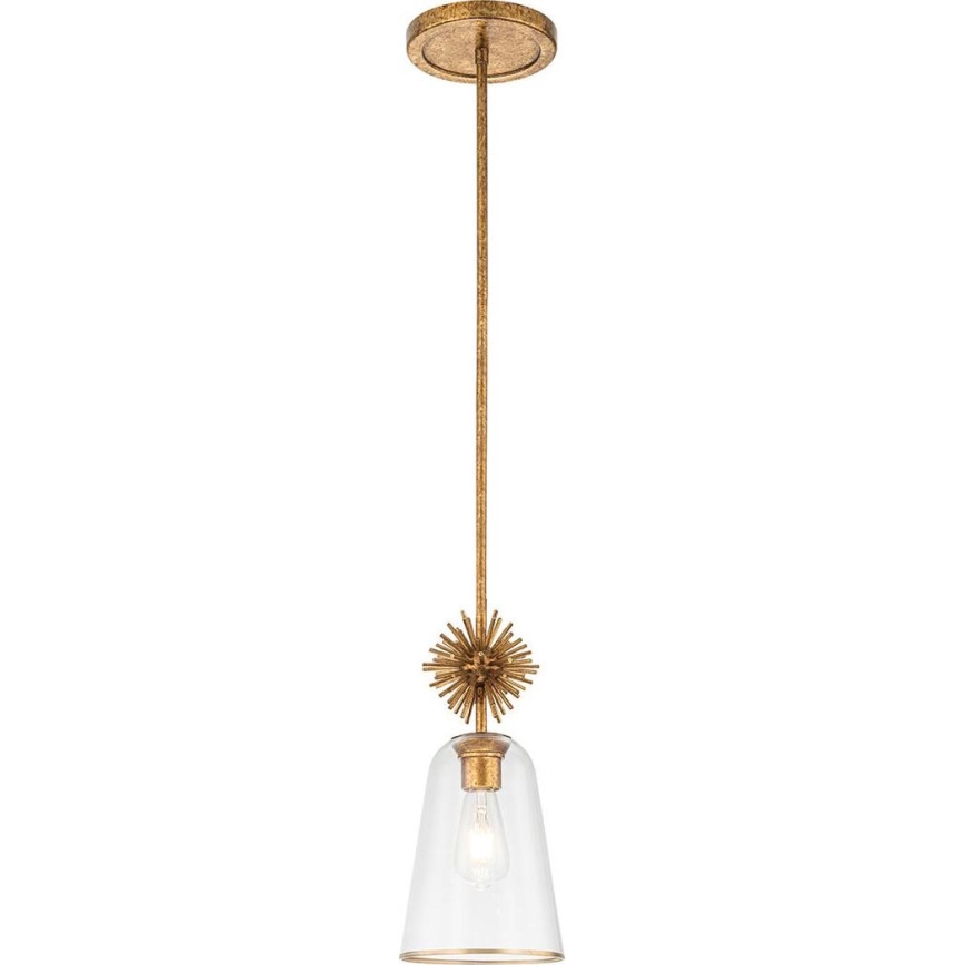 Quoizel - Lámpara colgante STARING 1xE27/40W/230V diá. 18,4 cm dorado/pátina/transparente