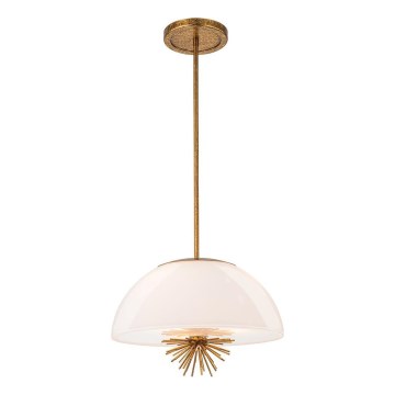 Quoizel - Lámpara colgante STARING 3xE14/40W/230V diá. 45,7 cm dorado/pátina/blanco