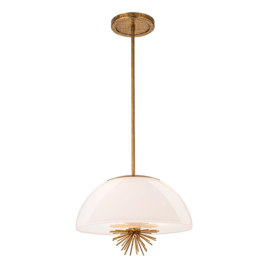 Quoizel - Lámpara colgante STARING 3xE14/40W/230V diá. 45,7 cm dorado/pátina/blanco