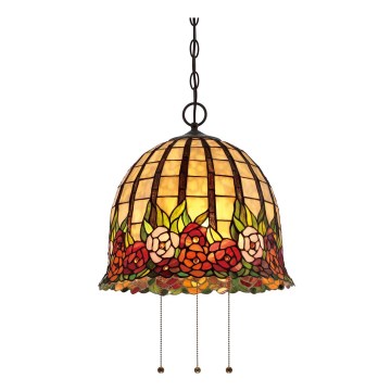 Quoizel - Lámpara de araña con cadena estilo Tiffany ROSECLIFFE, 3xE27/100W/230V