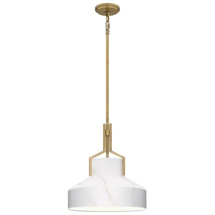 Quoizel - Lámpara de suspensión con varilla BRECKEN 2xE27/60W/230V dorado/efecto mármol