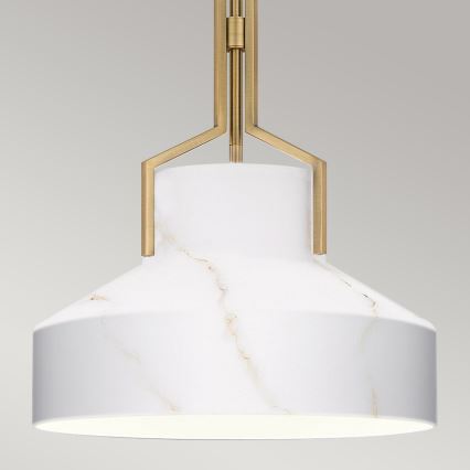 Quoizel - Lámpara de suspensión con varilla BRECKEN 2xE27/60W/230V dorado/efecto mármol