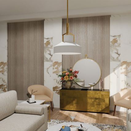 Quoizel - Lámpara colgante con barra BRECKEN 2xE27/60W/230V oro/blanco