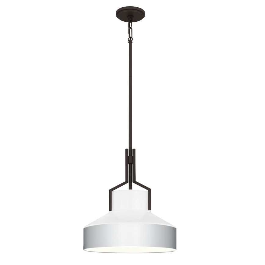 Quoizel - Lámpara colgante con varilla BRECKEN 2xE27/60W/230V negra/blanca