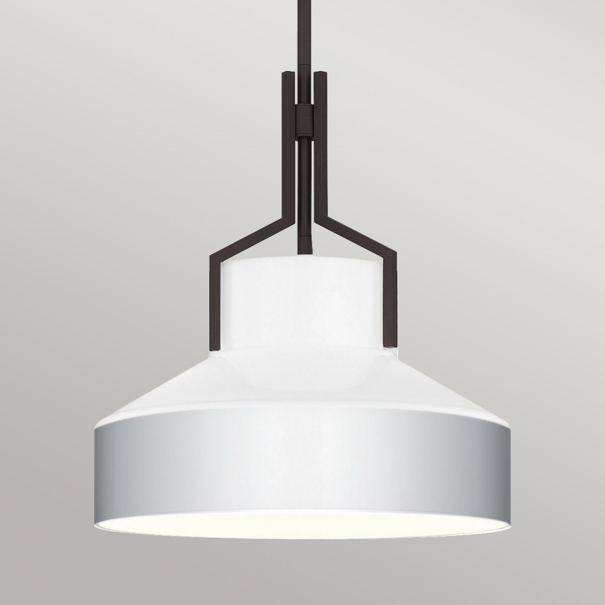 Quoizel - Lámpara colgante con varilla BRECKEN 2xE27/60W/230V negra/blanca
