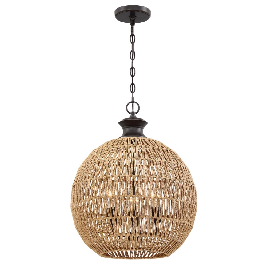 Quoizel - Lámpara colgante con cadena CASABLANCA 3xE27/60W/230V marrón