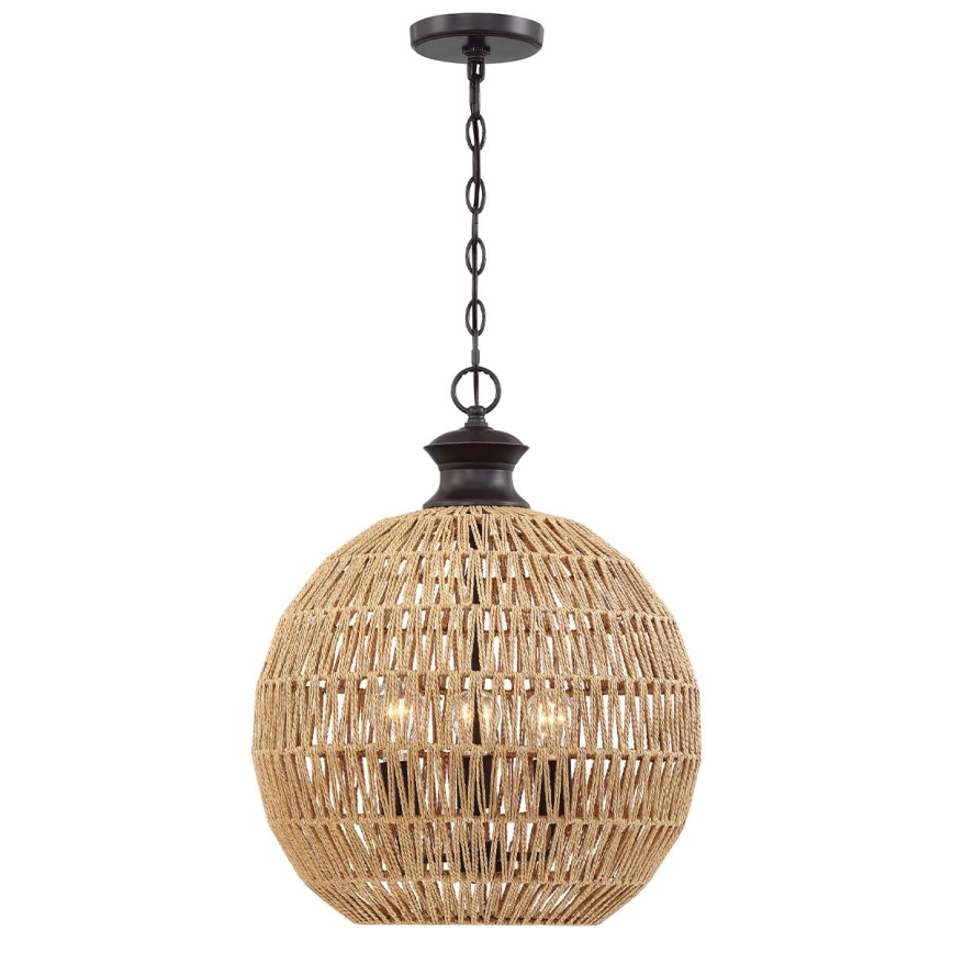 Quoizel - Lámpara colgante con cadena CASABLANCA 3xE27/60W/230V marrón