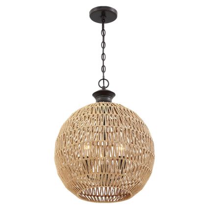 Quoizel - Lámpara colgante con cadena CASABLANCA 3xE27/60W/230V marrón