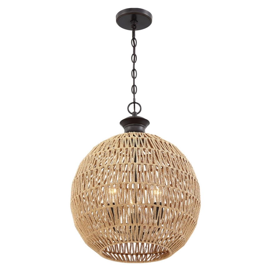 Quoizel - Lámpara colgante con cadena CASABLANCA 3xE27/60W/230V marrón