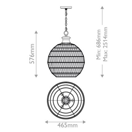 Quoizel - Lámpara colgante con cadena CASABLANCA 3xE27/60W/230V marrón