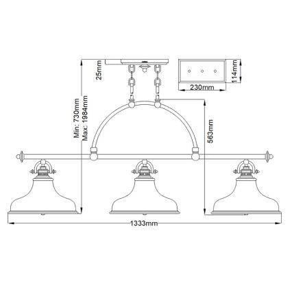 Quoizel - Lámpara colgante con cadena EMERY 3xE27/100W/230V latón