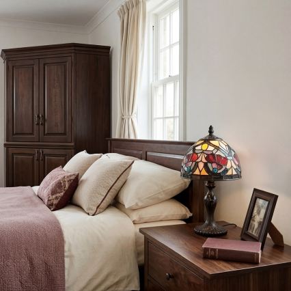 Quoizel - Lámpara de sobremesa Tiffany LARISSA 1xE14/40W/230V, diámetro 20 cm