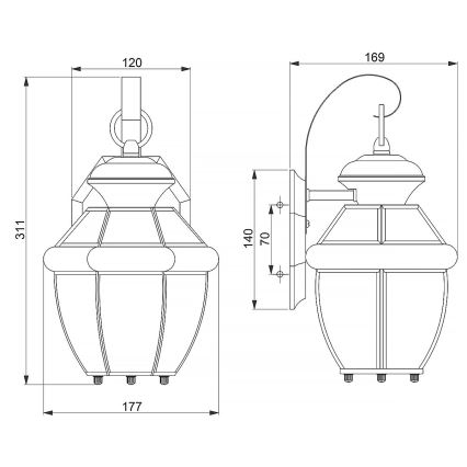 Quoizel - Aplique de pared exterior NEWBURY 1xE27/60W/230V IP44 acabado cobre