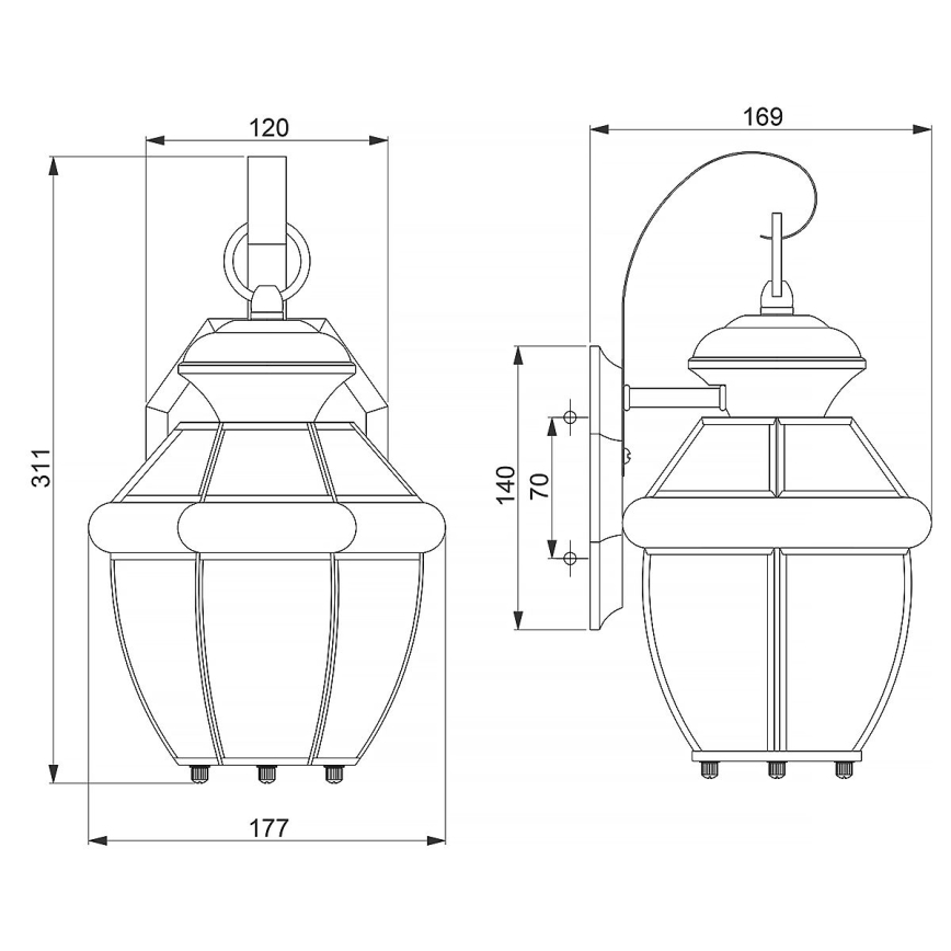 Quoizel - Aplique de pared exterior NEWBURY 1xE27/60W/230V IP44 acabado cobre