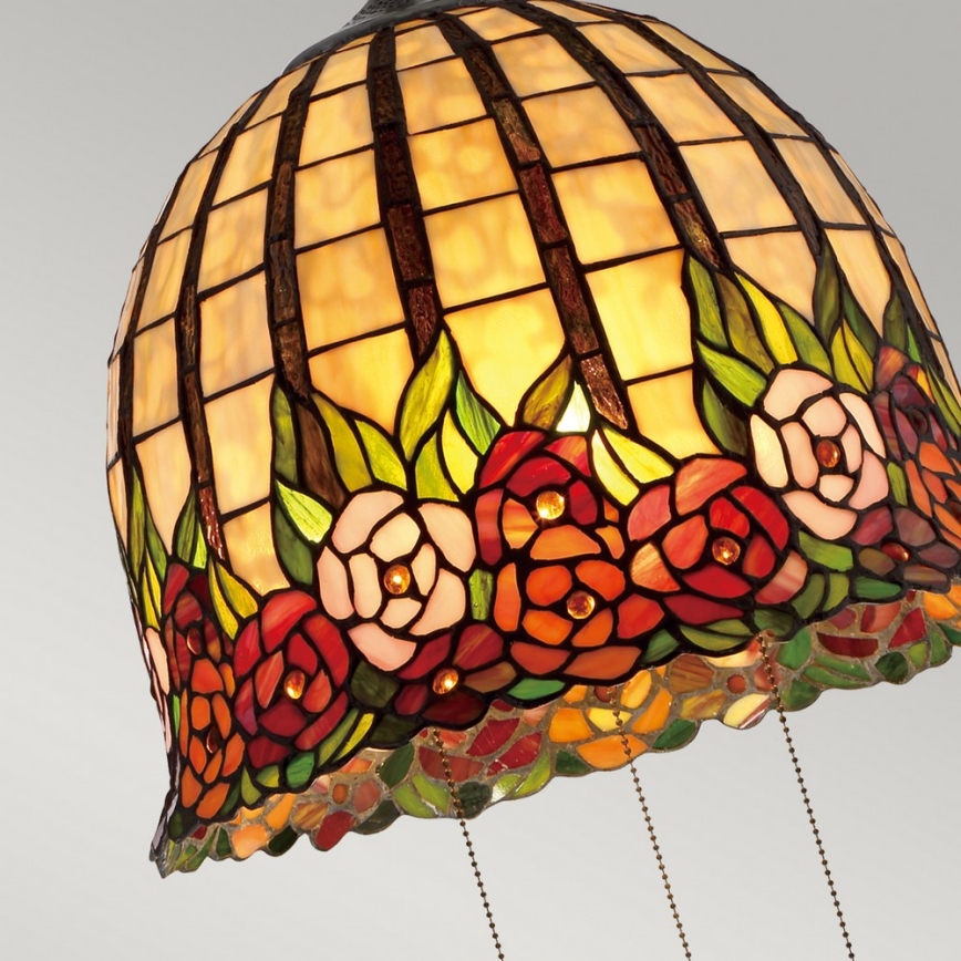Quoizel - Lámpara colgante con cadena Tiffany ROSECLIFFE 3xE27/100W/230V