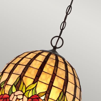 Quoizel - Lámpara colgante con cadena Tiffany ROSECLIFFE 3xE27/100W/230V