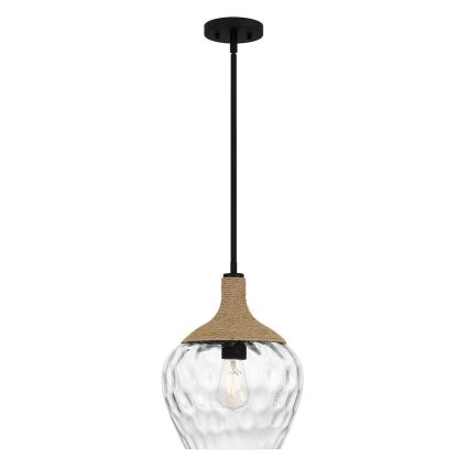 Quoizel - Lámpara colgante ROYER 1xE27/60W/230V diá. 30,2 cm transparente/negro/beige