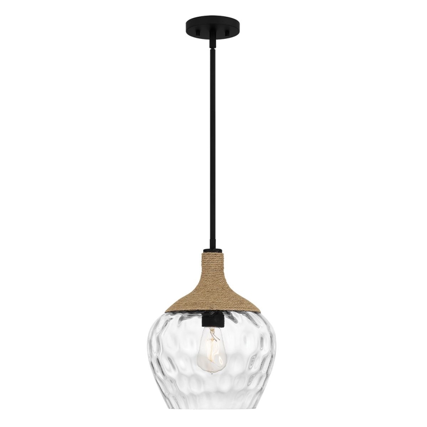 Quoizel - Lámpara colgante ROYER 1xE27/60W/230V diá. 30,2 cm transparente/negro/beige