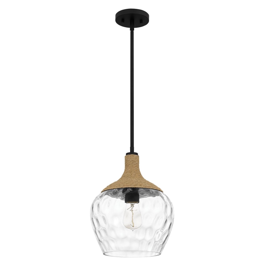 Quoizel - Lámpara colgante ROYER 1xE27/60W/230V diá. 30,2 cm transparente/negro/beige