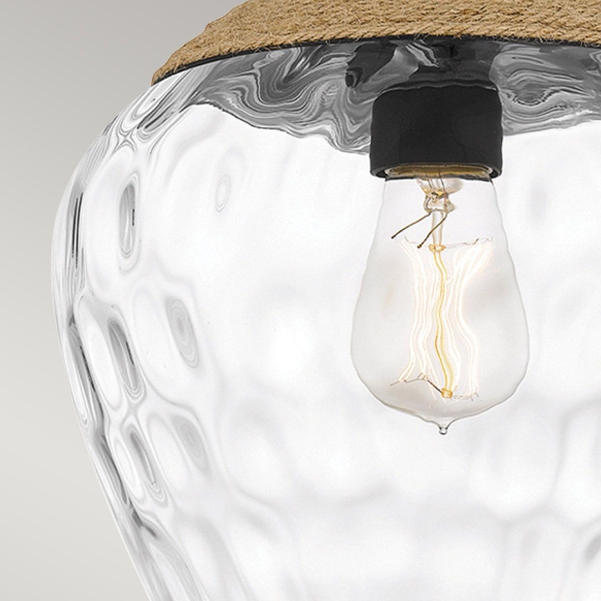 Quoizel - Lámpara colgante ROYER 1xE27/60W/230V diá. 30,2 cm transparente/negro/beige