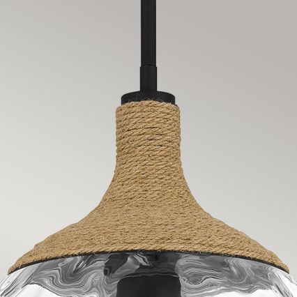 Quoizel - Lámpara colgante ROYER 1xE27/60W/230V diá. 30,2 cm transparente/negro/beige