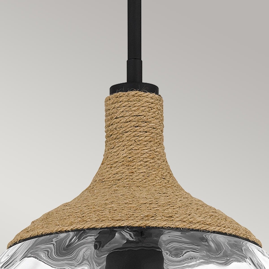 Quoizel - Lámpara colgante ROYER 1xE27/60W/230V diá. 30,2 cm transparente/negro/beige