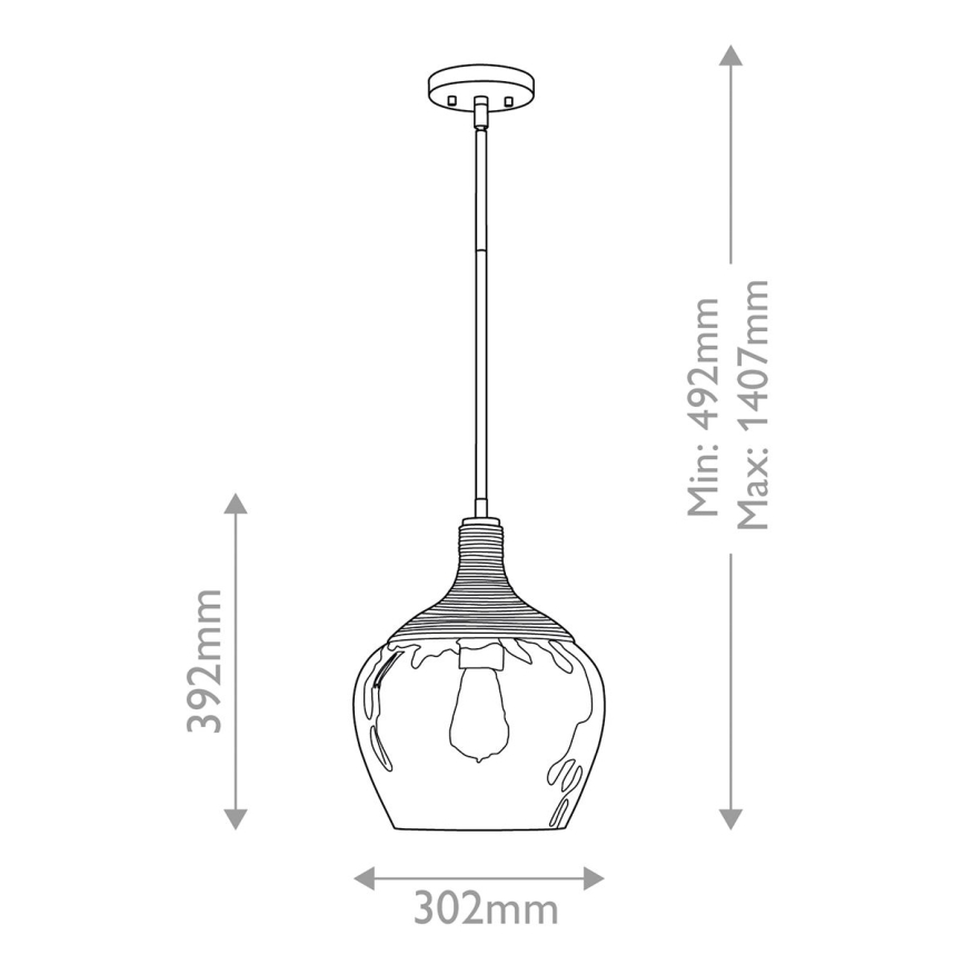 Quoizel - Lámpara colgante ROYER 1xE27/60W/230V diá. 30,2 cm transparente/negro/beige