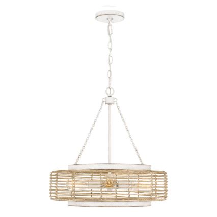 Quoizel - Lámpara colgante con cadena WAYLON 4xE27/60W/230V Ø 50,4 cm marrón/blanco