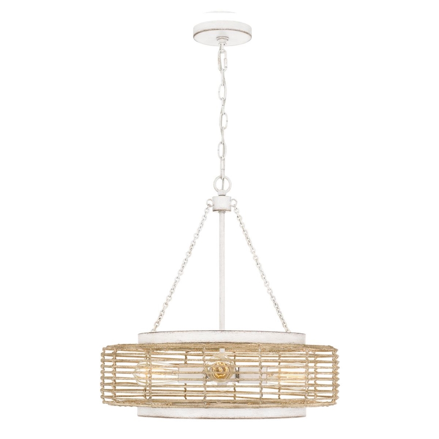 Quoizel - Lámpara colgante con cadena WAYLON 4xE27/60W/230V Ø 50,4 cm marrón/blanco