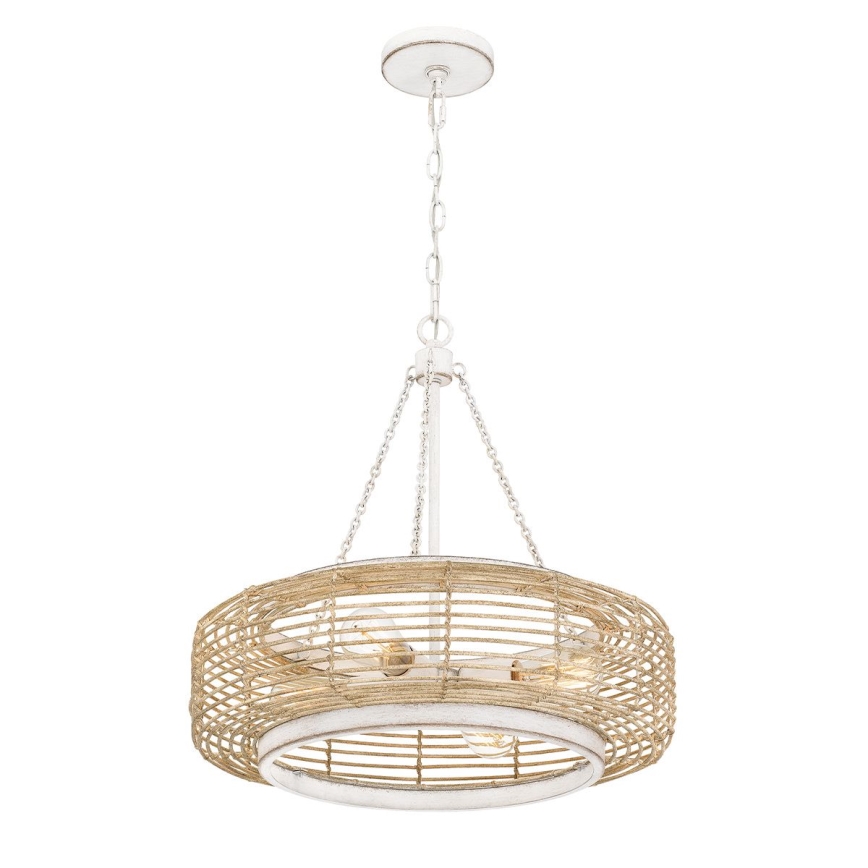 Quoizel - Lámpara colgante con cadena WAYLON 4xE27/60W/230V Ø 50,4 cm marrón/blanco