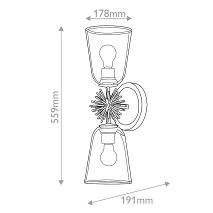 Quoizel - Aplique de pared STARING 2xE27/40W/230V acabado en cobre