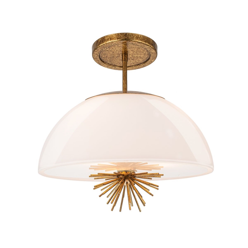 Quoizel - Lámpara colgante STARING 3xE14/40W/230V diá. 45,7 cm dorado/pátina/blanco