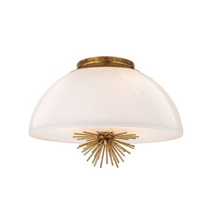 Quoizel - Lámpara colgante STARING 3xE14/40W/230V diá. 45,7 cm dorado/pátina/blanco