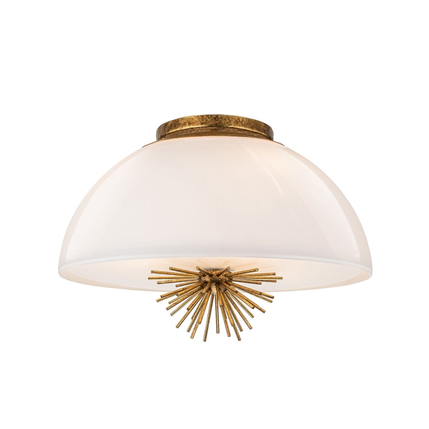 Quoizel - Lámpara colgante STARING 3xE14/40W/230V diá. 45,7 cm dorado/pátina/blanco